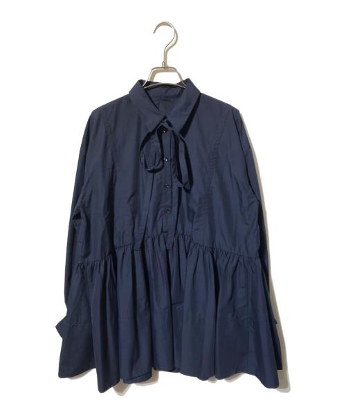CADUNE（カデュネ）CADUNE (カデュネ) ボウ付きシャツチュニック/リボンシャツ/ブラウス ネイビー サイズ:38の古着・服飾アイテム