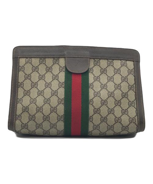 GUCCI（グッチ）GUCCI (グッチ) GGクラッチバッグ ブラウンの古着・服飾アイテム
