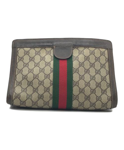 GUCCI（グッチ）GUCCI (グッチ) GGクラッチバッグ ブラウンの古着・服飾アイテム