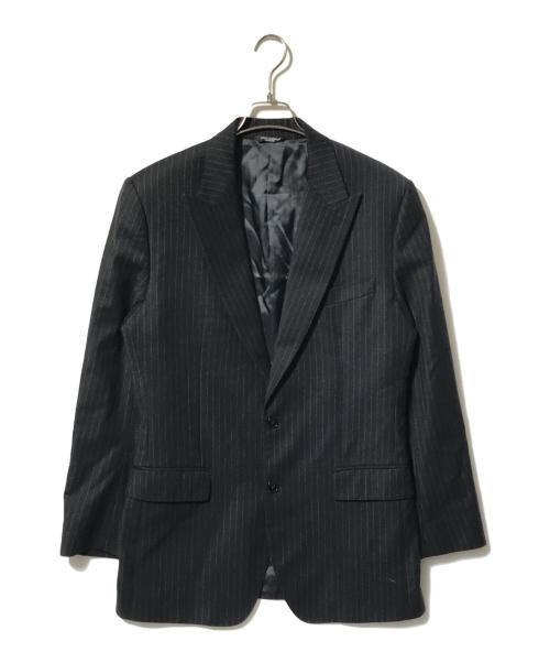 DOLCE & GABBANA（ドルチェ＆ガッバーナ）DOLCE & GABBANA (ドルチェ＆ガッバーナ) SICILIA ストライプセットアップスーツ ブラック サイズ:50の古着・服飾アイテム