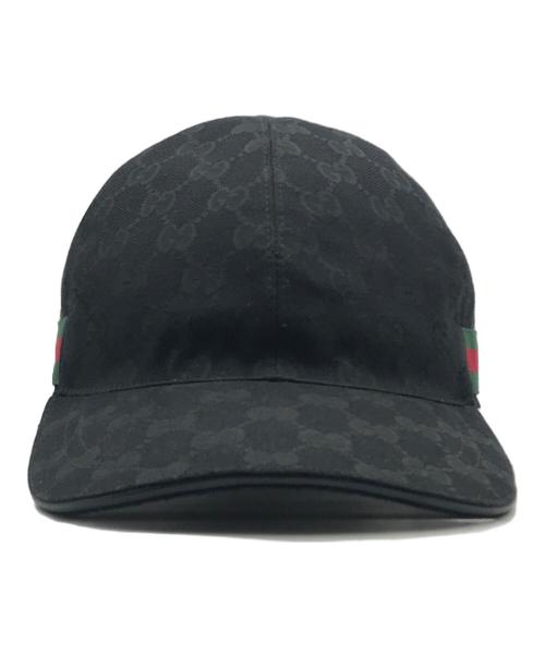 GUCCI（グッチ）GUCCI (グッチ) GGキャンバスベースボールキャップ ブラック サイズ:M（58cm）の古着・服飾アイテム