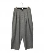 Y'sワイズ）の古着「WOOL FLANNEL HOUNDSTOOTH FEMALE PT DOUBLE TUCK WIDE PANTS」｜ブラック