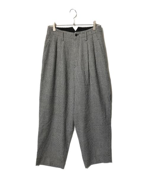Y's（ワイズ）Y's (ワイズ) WOOL FLANNEL HOUNDSTOOTH FEMALE PT DOUBLE TUCK WIDE PANTS ブラック サイズ:SIZE 2の古着・服飾アイテム
