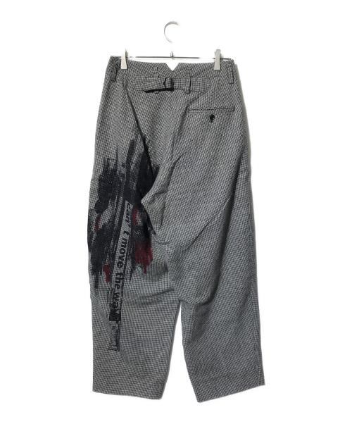 Y's（ワイズ）Y's (ワイズ) WOOL FLANNEL HOUNDSTOOTH FEMALE PT DOUBLE TUCK WIDE PANTS ブラック サイズ:SIZE 2の古着・服飾アイテム