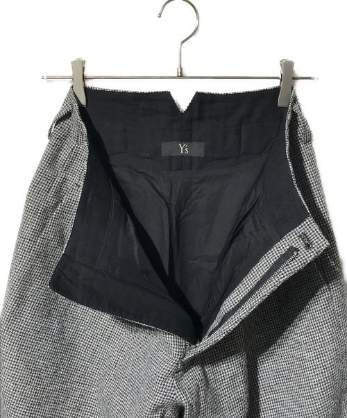 Y's（ワイズ）Y's (ワイズ) WOOL FLANNEL HOUNDSTOOTH FEMALE PT DOUBLE TUCK WIDE PANTS ブラック サイズ:SIZE 2の古着・服飾アイテム