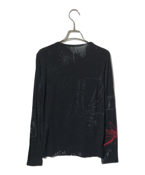 Y's（ワイズ）Y's (ワイズ) ストレッチデザインプリントカットソー ブラック サイズ:SIZE 2の古着・服飾アイテム