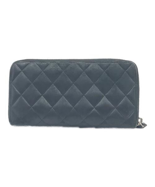 CHANEL（シャネル）CHANEL (シャネル) ラムスキンラウンドファスナーウォレット ブラックの古着・服飾アイテム