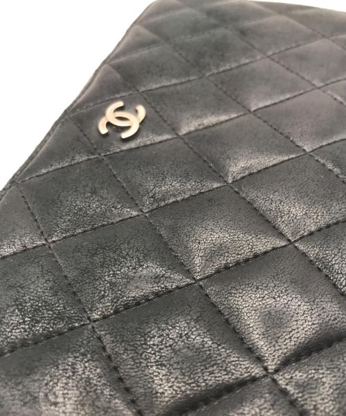 CHANEL（シャネル）CHANEL (シャネル) ラムスキンラウンドファスナーウォレット ブラックの古着・服飾アイテム