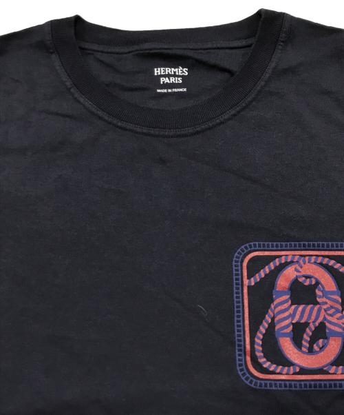 HERMES（エルメス）HERMES (エルメス) CANOE/CARTOUCHE Tシャツ ネイビー サイズ:38の古着・服飾アイテム