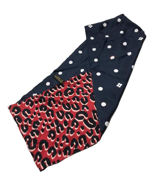 LOUIS VUITTON（ルイ ヴィトン）LOUIS VUITTON (ルイ ヴィトン) ドットレオパードシルクスカーフ レッド×ネイビーの古着・服飾アイテム