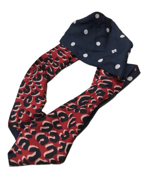 LOUIS VUITTON（ルイ ヴィトン）LOUIS VUITTON (ルイ ヴィトン) ドットレオパードシルクスカーフ レッド×ネイビーの古着・服飾アイテム