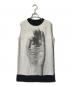 MM6 Maison Margiela（エムエムシックスメゾンマルジェラ）の古着「プリントノースリーブカットソー」｜ホワイト×ブラック