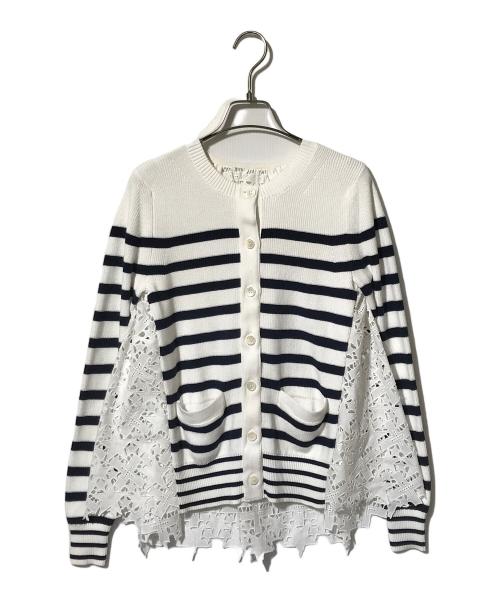 sacai（サカイ）sacai (サカイ) スターレースニットカーディガン ホワイト サイズ:1の古着・服飾アイテム