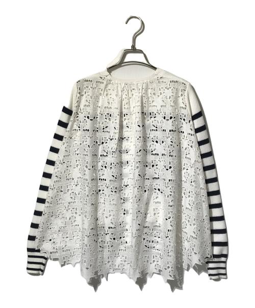 sacai（サカイ）sacai (サカイ) スターレースニットカーディガン ホワイト サイズ:1の古着・服飾アイテム