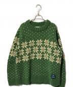 HIMALAYAN CLIMBER'S HAND-KNITヒマラヤン クライマーズ ハンドニット）の古着「手編みジャガードクルーネックニット」｜グリーン