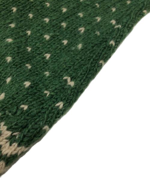 HIMALAYAN CLIMBER'S HAND-KNIT（ヒマラヤン クライマーズ ハンドニット）HIMALAYAN CLIMBER'S HAND-KNIT (ヒマラヤン クライマーズ ハンドニット) 手編みジャガードクルーネックニット グリーン サイズ:Lの古着・服飾アイテム