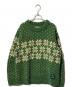 HIMALAYAN CLIMBER'S HAND-KNIT（ヒマラヤン クライマーズ ハンドニット）の古着「手編みジャガードクルーネックニット」｜グリーン