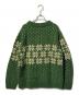 HIMALAYAN CLIMBER'S HAND-KNIT (ヒマラヤン クライマーズ ハンドニット) 手編みジャガードクルーネックニット グリーン サイズ:L：8000円