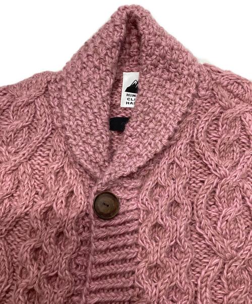 CAMBIO（カンビオ）CAMBIO (カンビオ) Himalayan Climber’s Hand-Knit (ヒマラヤンクライマーズハンドニット) 手編みショールカーディガン ピンク サイズ:LLの古着・服飾アイテム