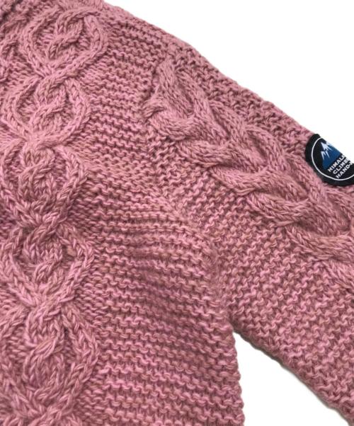 CAMBIO（カンビオ）CAMBIO (カンビオ) Himalayan Climber’s Hand-Knit (ヒマラヤンクライマーズハンドニット) 手編みショールカーディガン ピンク サイズ:LLの古着・服飾アイテム
