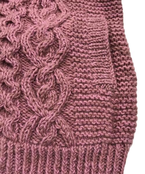 CAMBIO（カンビオ）CAMBIO (カンビオ) Himalayan Climber’s Hand-Knit (ヒマラヤンクライマーズハンドニット) 手編みショールカーディガン ピンク サイズ:LLの古着・服飾アイテム