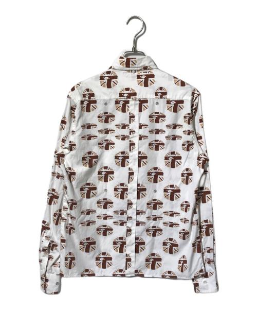 A BATHING APE（アベイシングエイプ）A BATHING APE (アベイシングエイプ) サル柄シャツ ホワイト×ブラウン サイズ:Mの古着・服飾アイテム