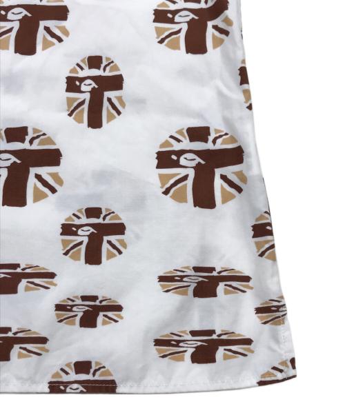 A BATHING APE（アベイシングエイプ）A BATHING APE (アベイシングエイプ) サル柄シャツ ホワイト×ブラウン サイズ:Mの古着・服飾アイテム
