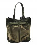 PORTER×hypeポーター×ハイプ）の古着「2WAY TOTE BAG/2WAYバッグ/トートバッグ/ショルダーバッグ」｜グリーン×ベージュ