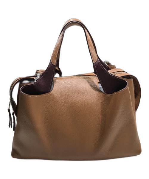 TOD'S（トッズ）TOD'S (トッズ) T TIMELESS ロゴチャーム 2WAYバッグ ブラウンの古着・服飾アイテム