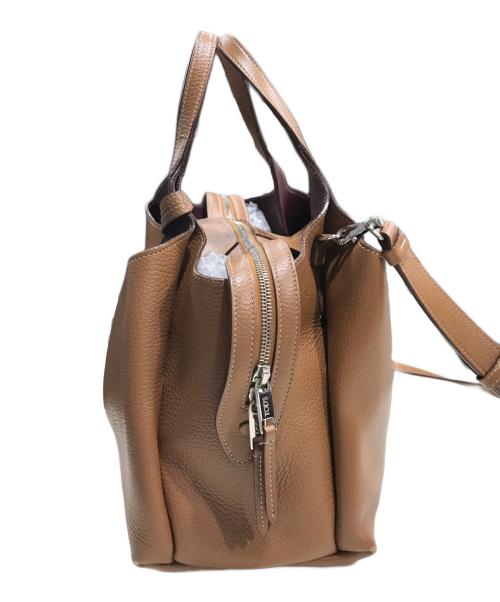 TOD'S（トッズ）TOD'S (トッズ) T TIMELESS ロゴチャーム 2WAYバッグ ブラウンの古着・服飾アイテム