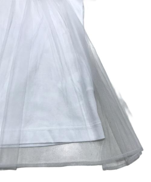 noir kei ninomiya（ノワール ケイ ニノミヤ）noir kei ninomiya (ノワール ケイ ニノミヤ) チュール切替ベルテッドカットソー ホワイト サイズ:XSの古着・服飾アイテム