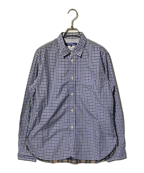 COMME des GARCONS JUNYA WATANABE MAN（コム デ ギャルソン ジュンヤ ワタナベ マン）COMME des GARCONS JUNYA WATANABE MAN (コム デ ギャルソン ジュンヤ ワタナベ マン) 切替チェックシャツ ブルー サイズ:Lの古着・服飾アイテム