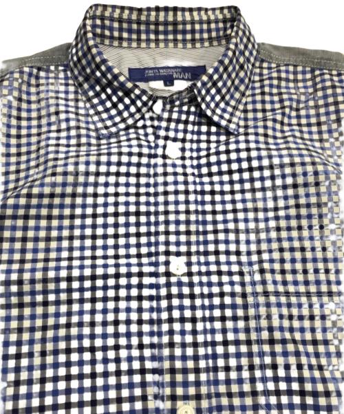 COMME des GARCONS JUNYA WATANABE MAN（コム デ ギャルソン ジュンヤ ワタナベ マン）COMME des GARCONS JUNYA WATANABE MAN (コム デ ギャルソン ジュンヤ ワタナベ マン) 切替チェックシャツ ブルー サイズ:Lの古着・服飾アイテム