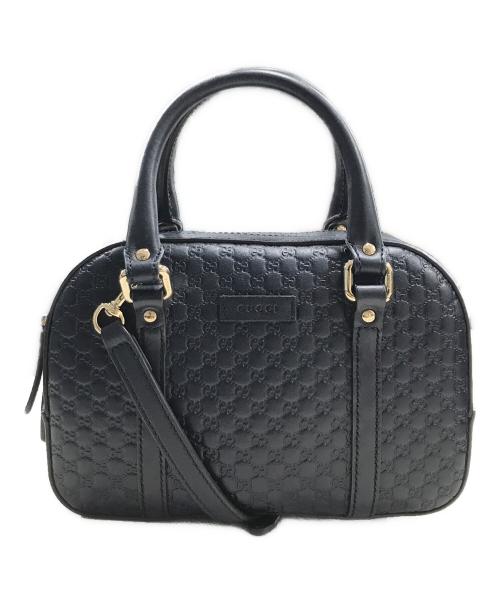 GUCCI（グッチ）GUCCI (グッチ) マイクログッチッシマレザーショルダーバッグ ネイビーの古着・服飾アイテム