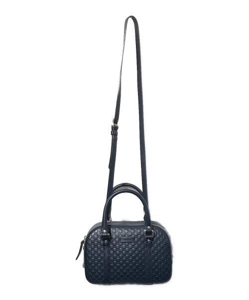 GUCCI（グッチ）GUCCI (グッチ) マイクログッチッシマレザーショルダーバッグ ネイビーの古着・服飾アイテム