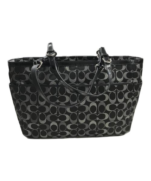 COACH（コーチ）COACH (コーチ) シグニチャーラメステッチモノグラムトートバッグ ブラックの古着・服飾アイテム