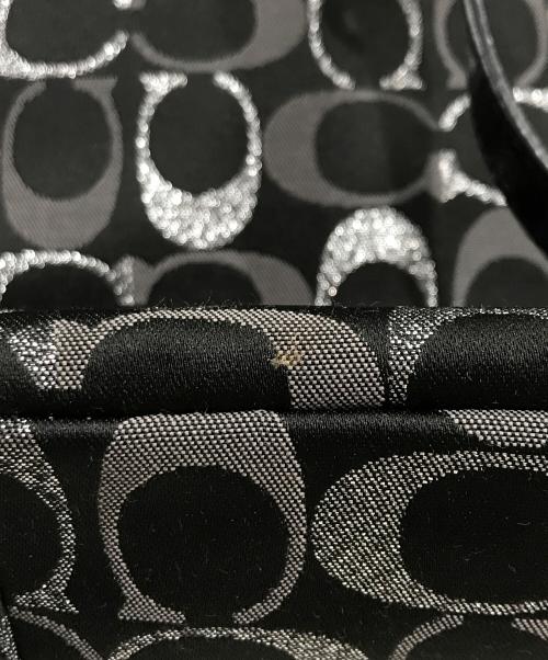 COACH（コーチ）COACH (コーチ) シグニチャーラメステッチモノグラムトートバッグ ブラックの古着・服飾アイテム