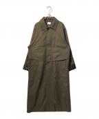 NUMBER (N)INEナンバーナイン）の古着「コットンサージ ビッグマキシロングコート/ステンカラーコート」｜カーキ