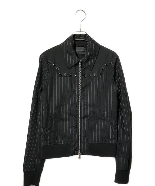 DIESEL Black Gold（ディーゼル ブラック ゴールド）DIESEL BLACK GOLD (ディーゼル ブラック ゴールド) スタッズストライプジャケット ブラック サイズ:SIZE 40の古着・服飾アイテム