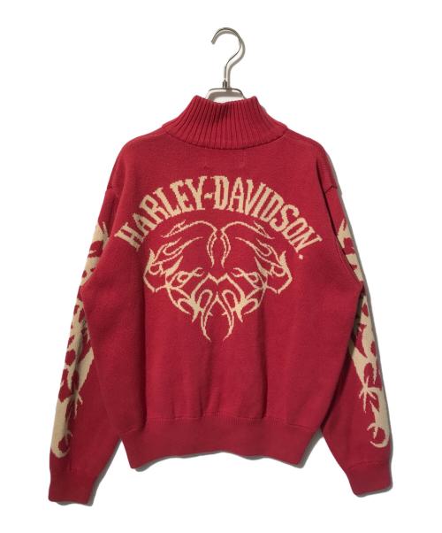 HARLEY-DAVIDSON（ハーレーダビッドソン）HARLEY-DAVIDSON (ハーレーダビッドソン) センタージップニット レッド サイズ:MAの古着・服飾アイテム