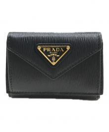 PRADA（プラダ）の古着「3つ折り財布」｜ブラック