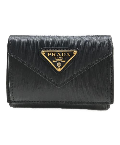 PRADA（プラダ）PRADA (プラダ) 3つ折り財布 ブラックの古着・服飾アイテム