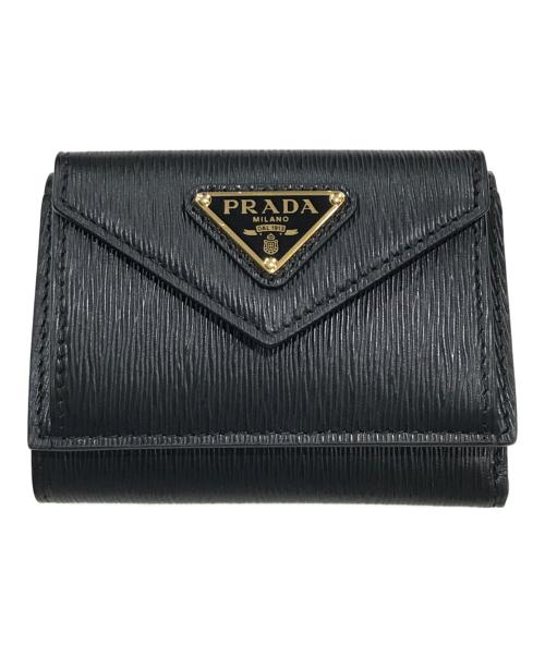 PRADA（プラダ）PRADA (プラダ) 3つ折り財布 ブラックの古着・服飾アイテム