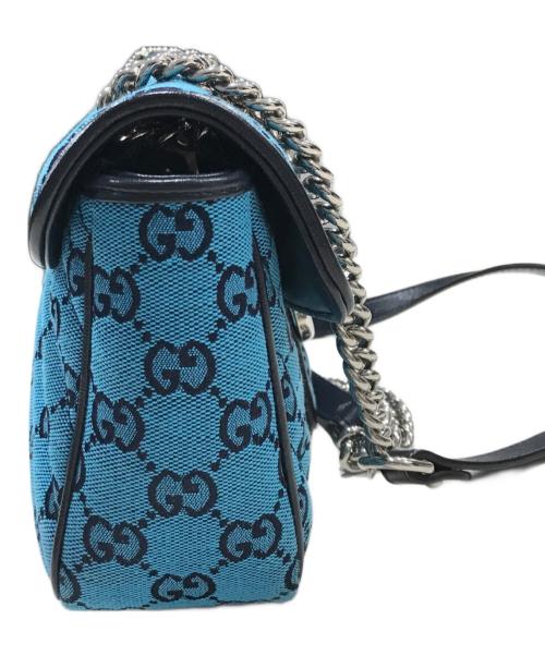 GUCCI（グッチ）GUCCI (グッチ) GGマーモントキルティングショルダーバッグ ブルーの古着・服飾アイテム