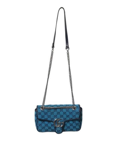 GUCCI（グッチ）GUCCI (グッチ) GGマーモントキルティングショルダーバッグ ブルーの古着・服飾アイテム