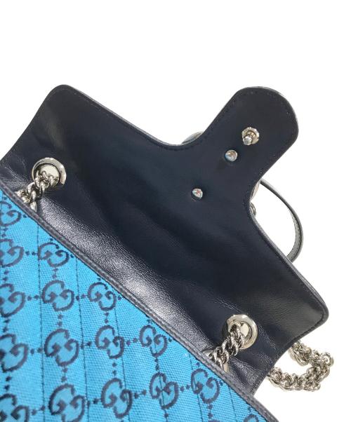 GUCCI（グッチ）GUCCI (グッチ) GGマーモントキルティングショルダーバッグ ブルーの古着・服飾アイテム