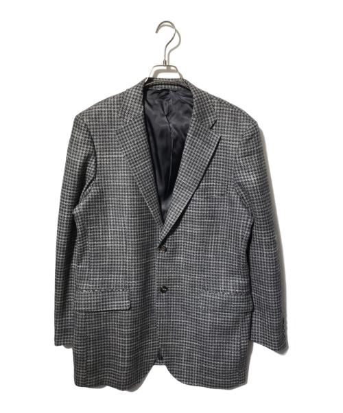 ERMENEGILDO ZEGNA（エルメネジルド・ゼニア）ERMENEGILDO ZEGNA (エルメネジルド・ゼニア) シルク＆カシミヤブレンドテーラードジャケット/チェックジャケット グレー サイズ: 100-AB7の古着・服飾アイテム