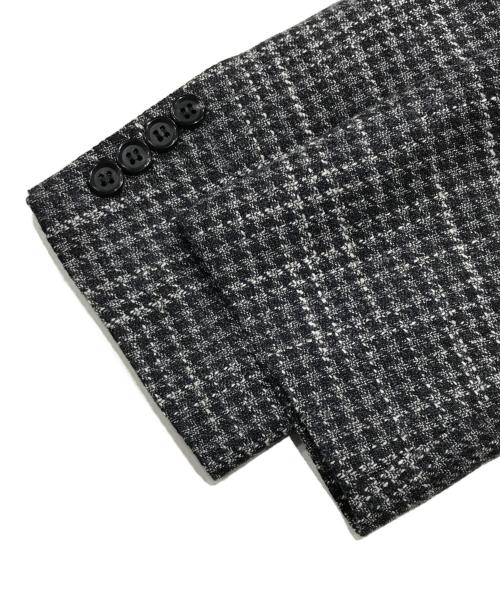 ERMENEGILDO ZEGNA（エルメネジルド・ゼニア）ERMENEGILDO ZEGNA (エルメネジルド・ゼニア) シルク＆カシミヤブレンドテーラードジャケット/チェックジャケット グレー サイズ: 100-AB7の古着・服飾アイテム