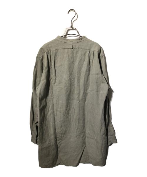 HEUGN（ユーゲン）HEUGN (ユーゲン) Linen Rob ヘビーリネンバンドカラーシャツ/ノーカラーシャツ グレー サイズ:3の古着・服飾アイテム