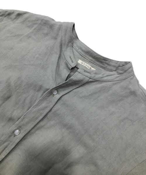 HEUGN（ユーゲン）HEUGN (ユーゲン) Linen Rob ヘビーリネンバンドカラーシャツ/ノーカラーシャツ グレー サイズ:3の古着・服飾アイテム